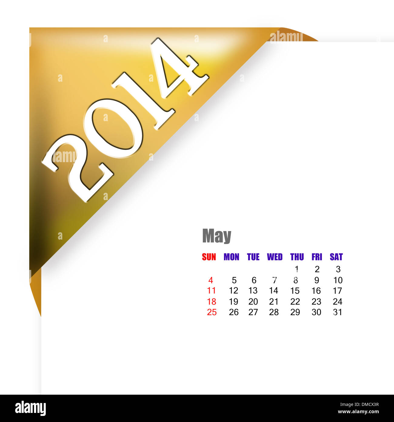 Maggio di 2014 Calendario Foto Stock