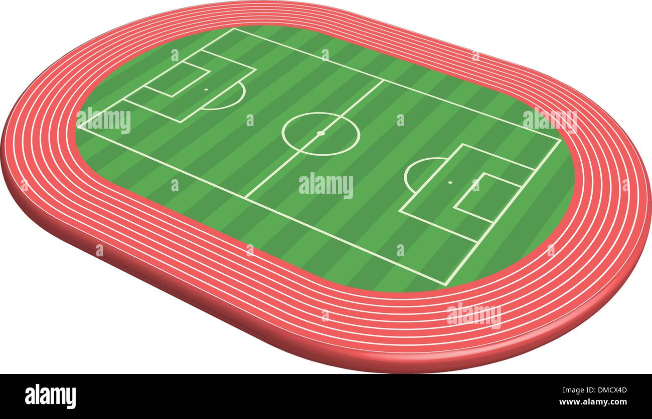 3 dimensioni campo di football pitch Illustrazione Vettoriale