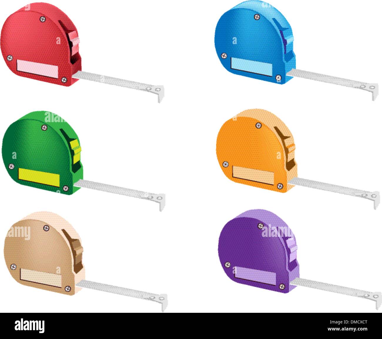 Illustrazione colorata Set di nastri misurare le icone Illustrazione Vettoriale