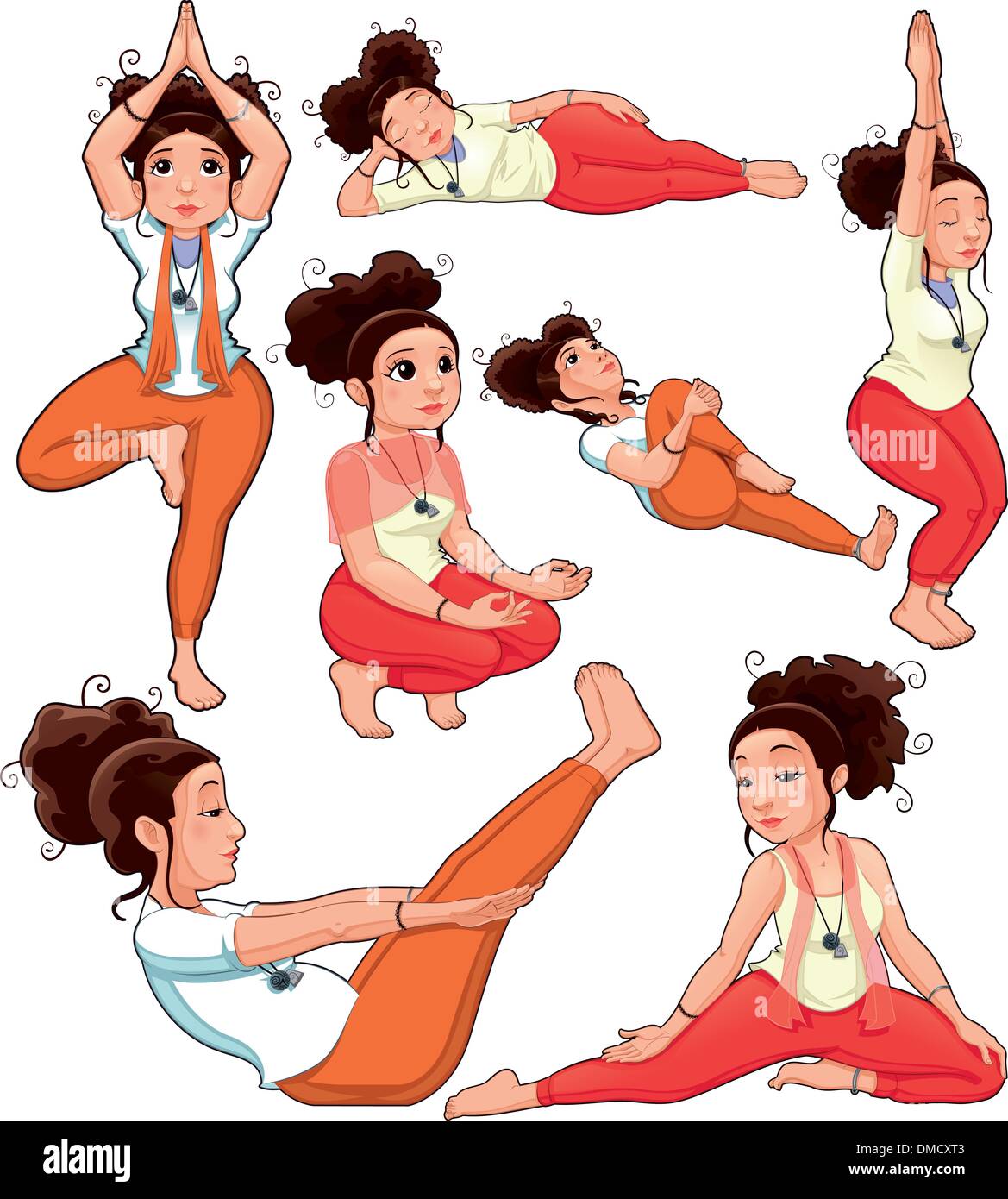 Posizioni di yoga. Illustrazione Vettoriale