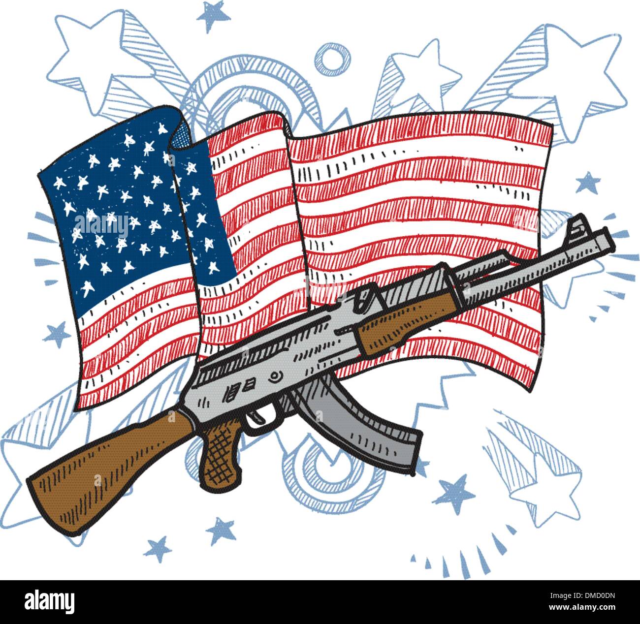 America ama fucili di assalto schizzo Illustrazione Vettoriale