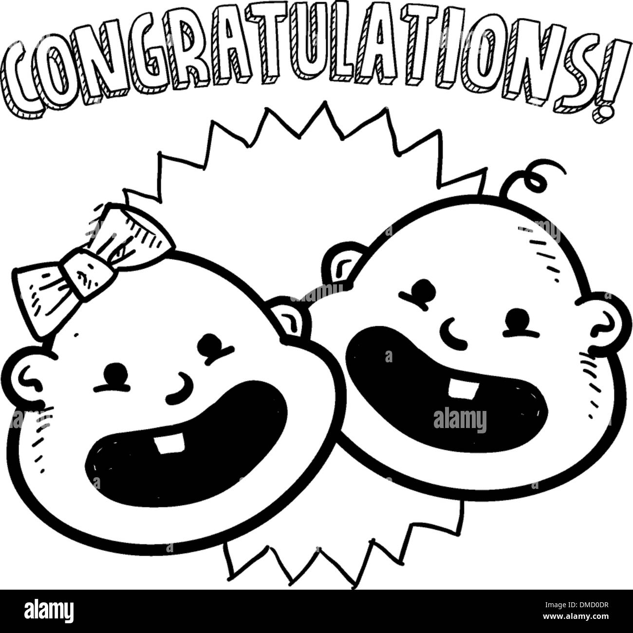 Baby congratulazioni schizzo Illustrazione Vettoriale