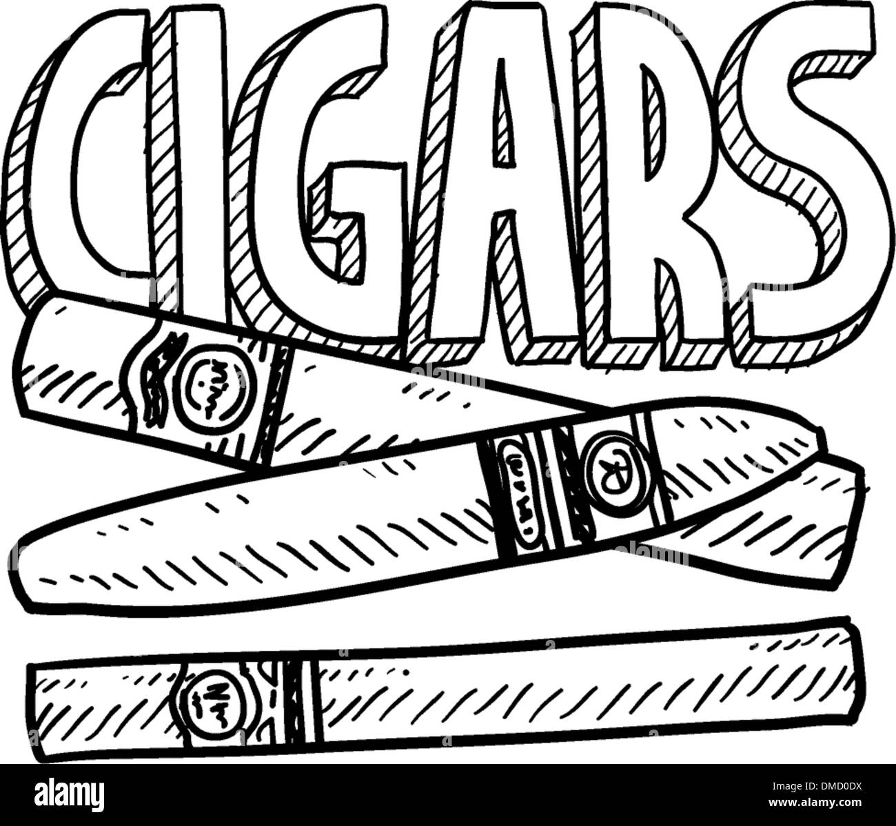 Schizzo di sigaro Illustrazione Vettoriale