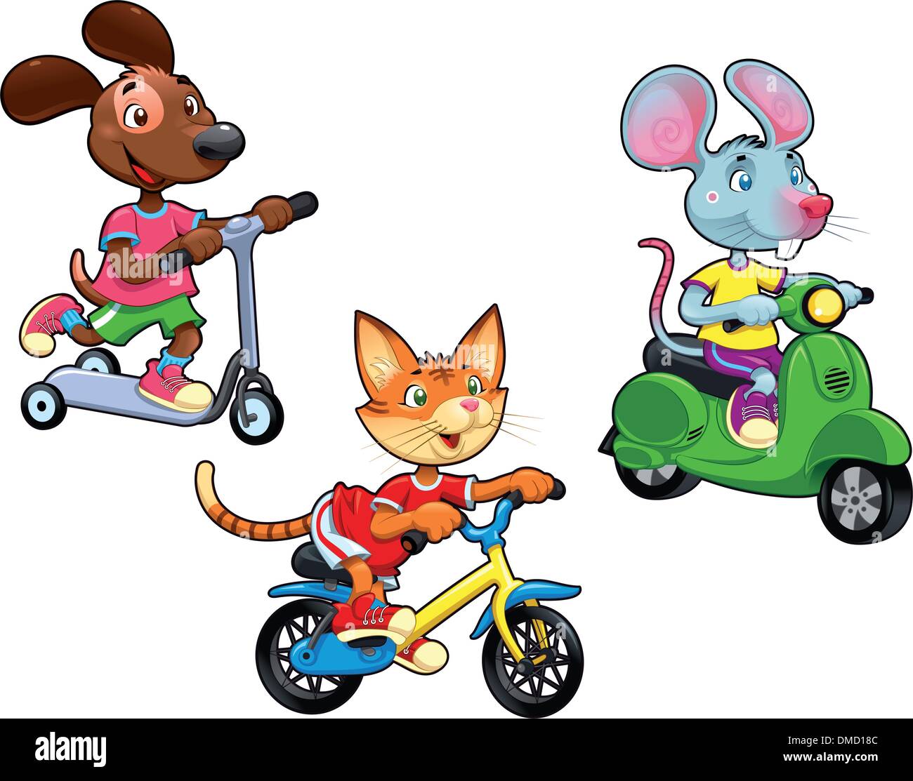 Gli animali a bordo dei veicoli. Illustrazione Vettoriale