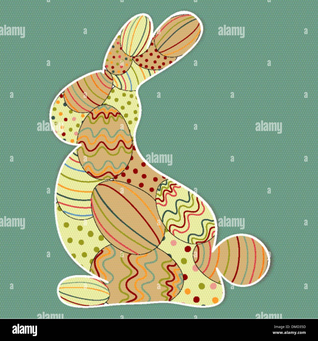 Decorate Easter Bunny silhouette Illustrazione Vettoriale