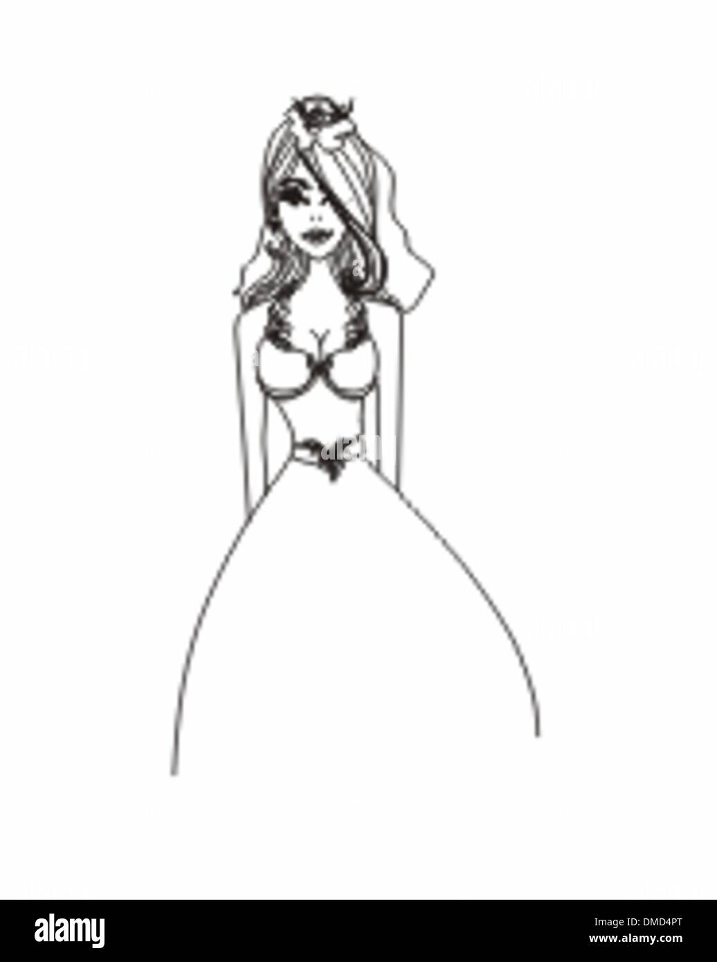 Bella Sposa - doodle illustrazione Illustrazione Vettoriale