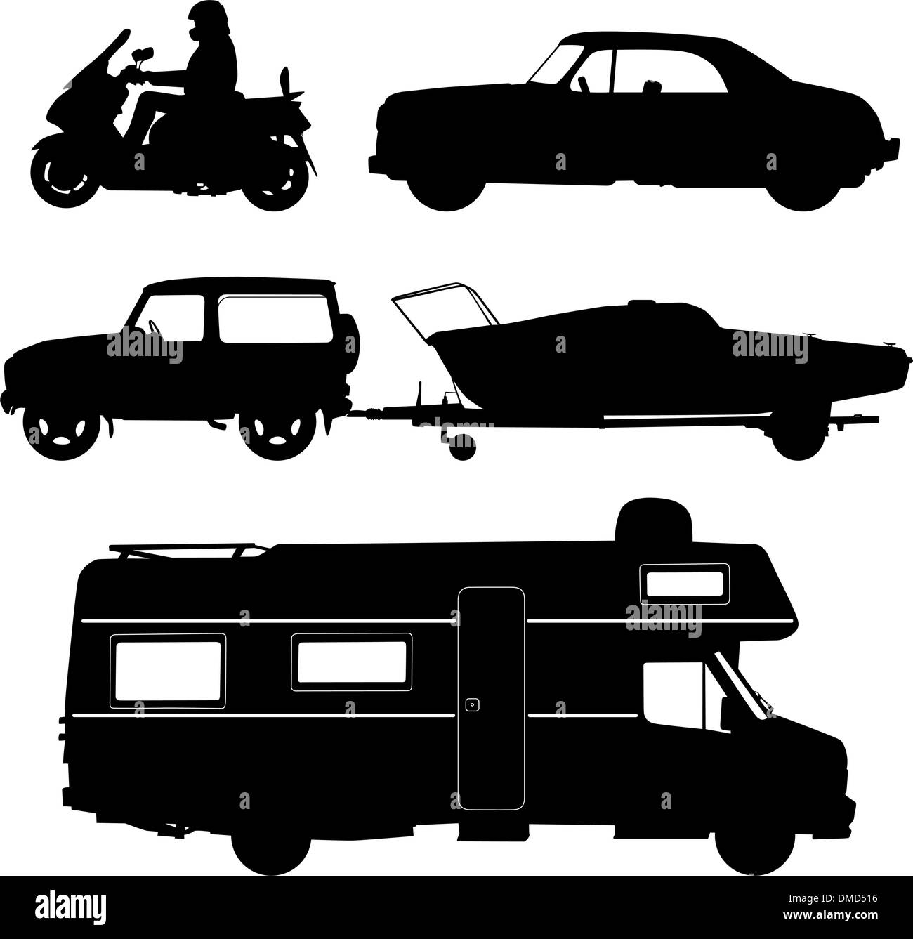 Trasporto raccolta di icone - silhouette di vettore Illustrazione Vettoriale