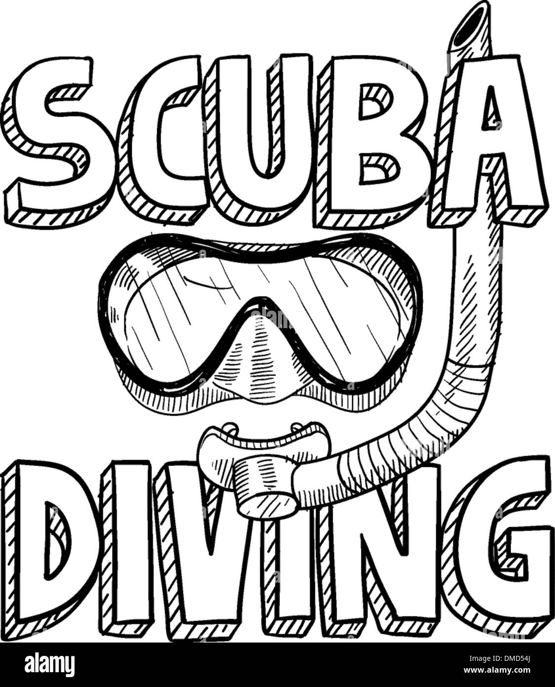 Scuba diving schizzo Illustrazione Vettoriale