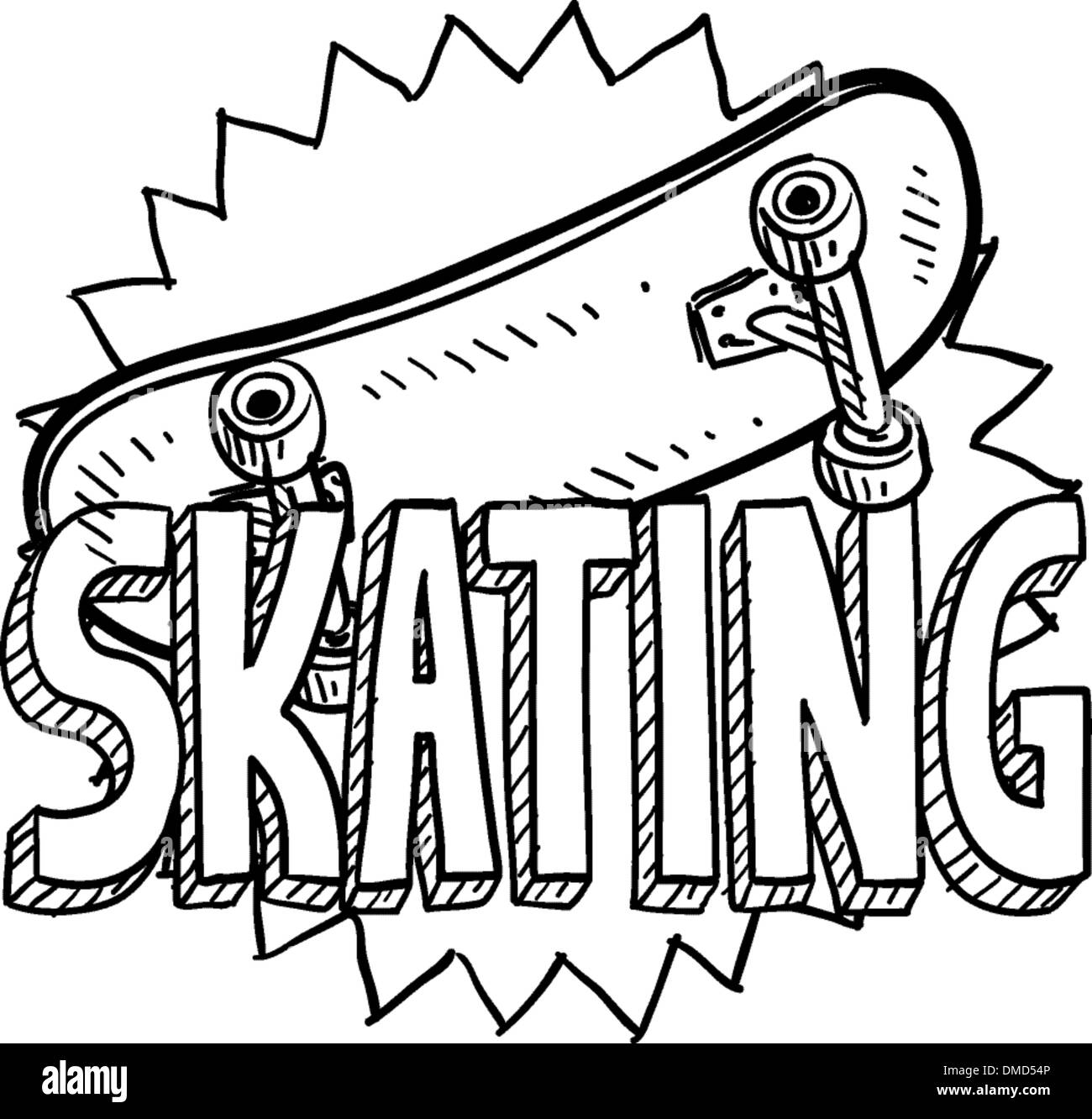 Schizzo per la corsa su skateboard Illustrazione Vettoriale