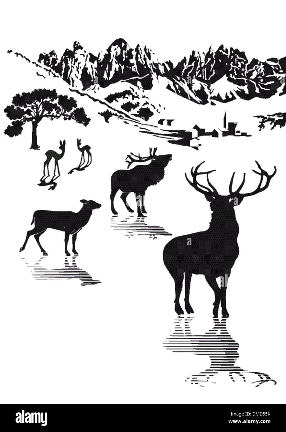 Wild nelle highlands Illustrazione Vettoriale