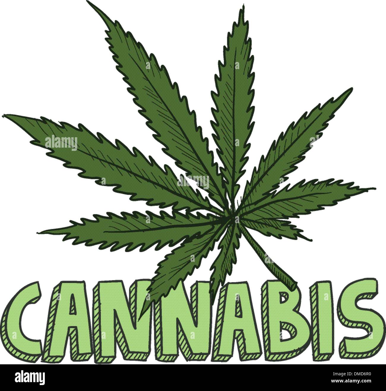 La Cannabis marijuana schizzo Illustrazione Vettoriale