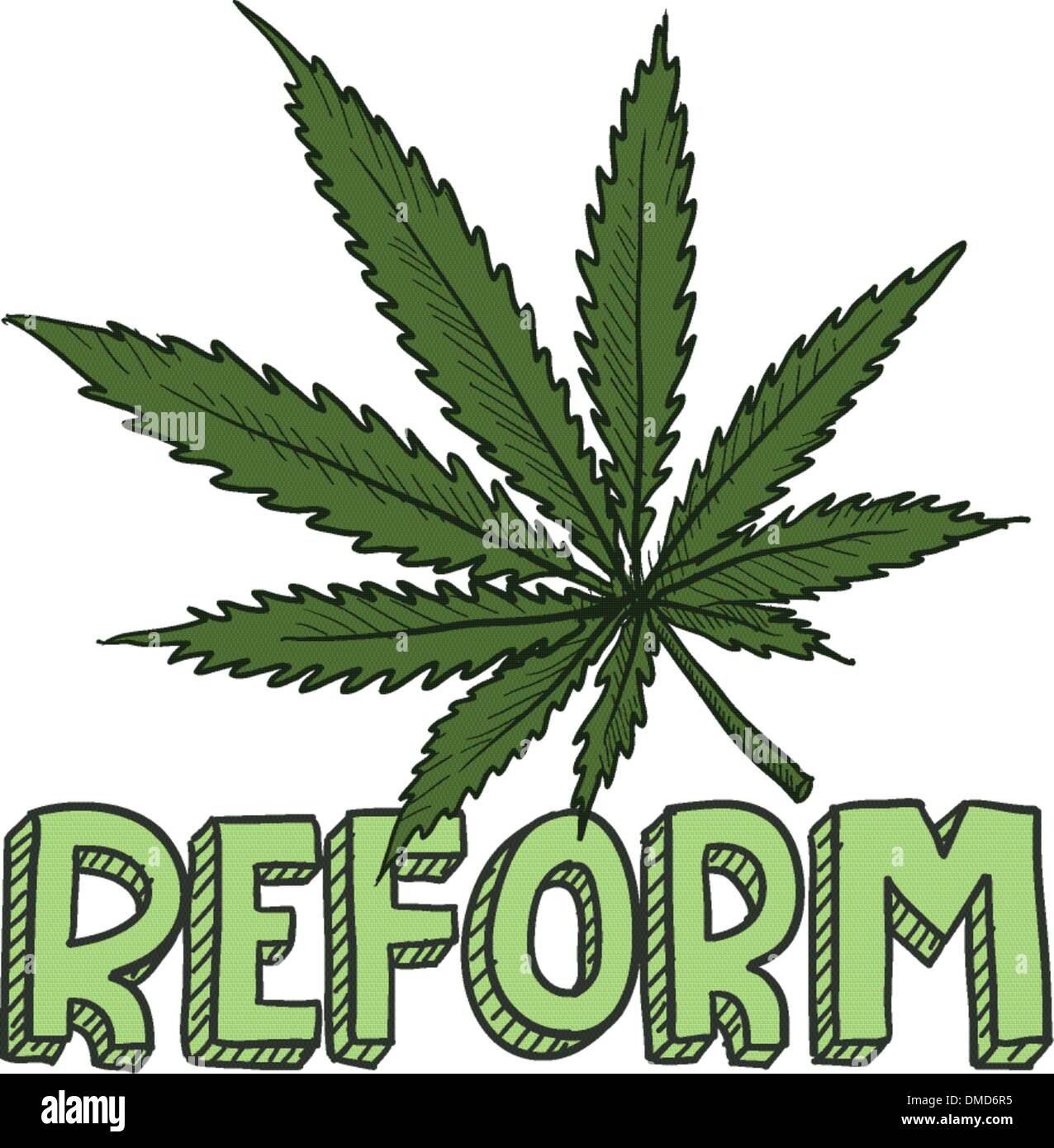 La marijuana la riforma del diritto schizzo Illustrazione Vettoriale