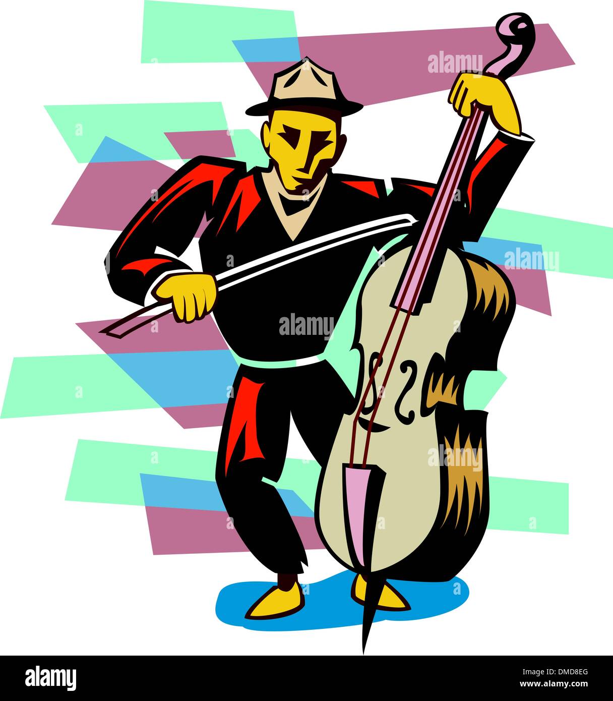 Musicista con violoncello Illustrazione Vettoriale