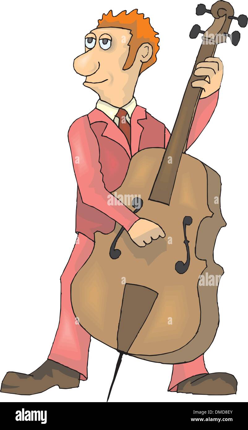 Musicista con violoncello Illustrazione Vettoriale