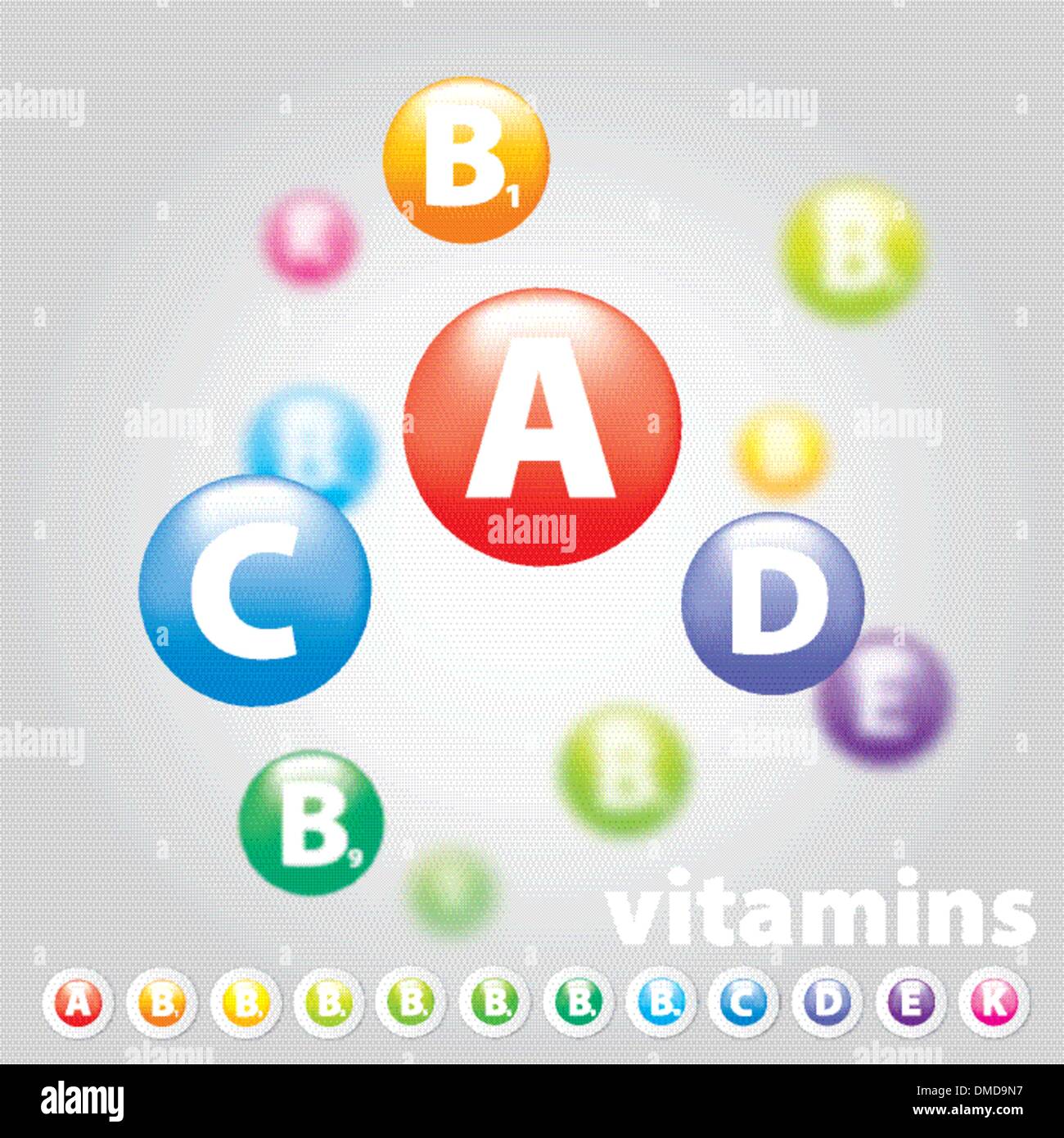 Varietà di vitamine Illustrazione Vettoriale