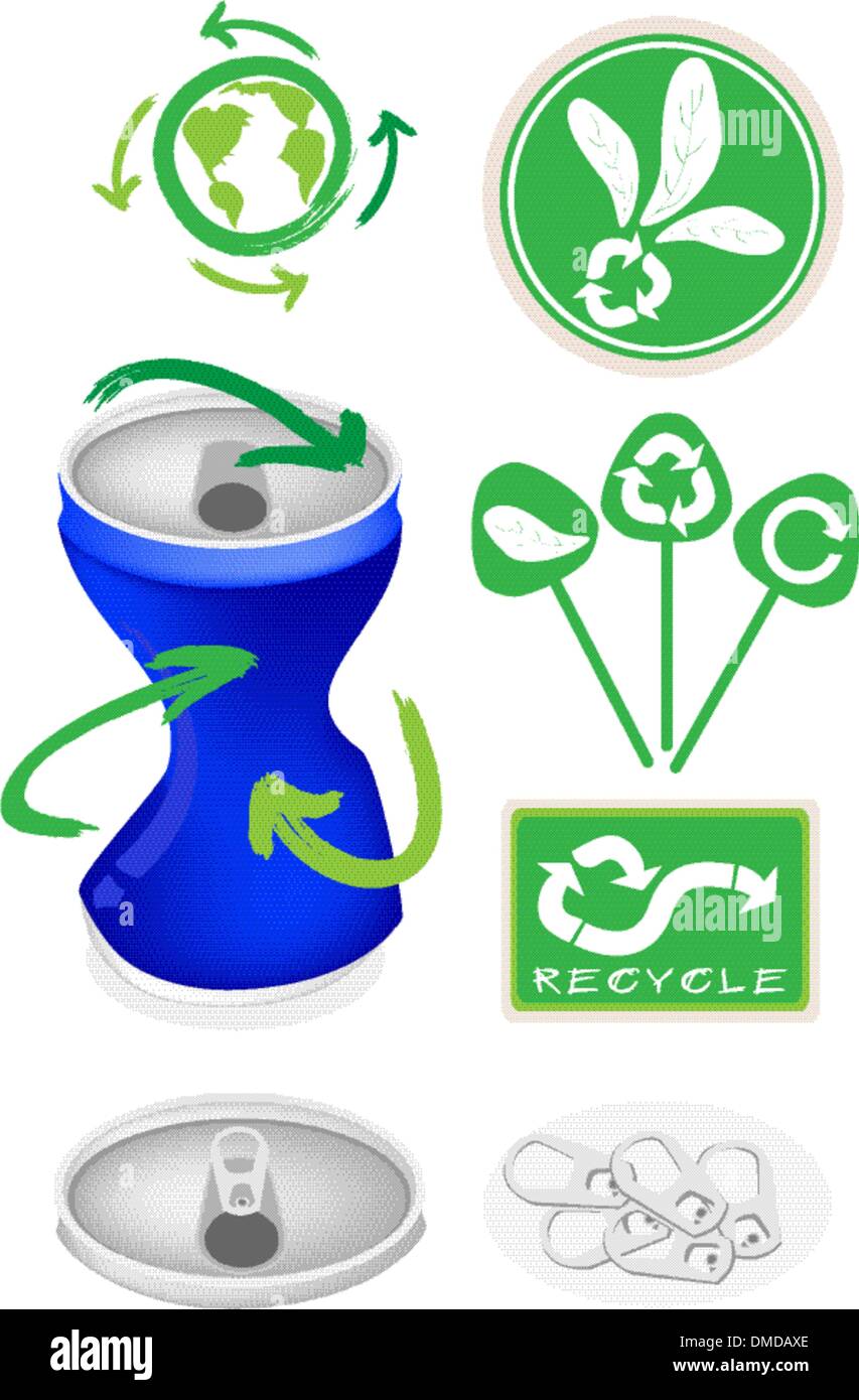 Il carbonato di sodio può con simbolo di riciclaggio per salvare il mondo Illustrazione Vettoriale