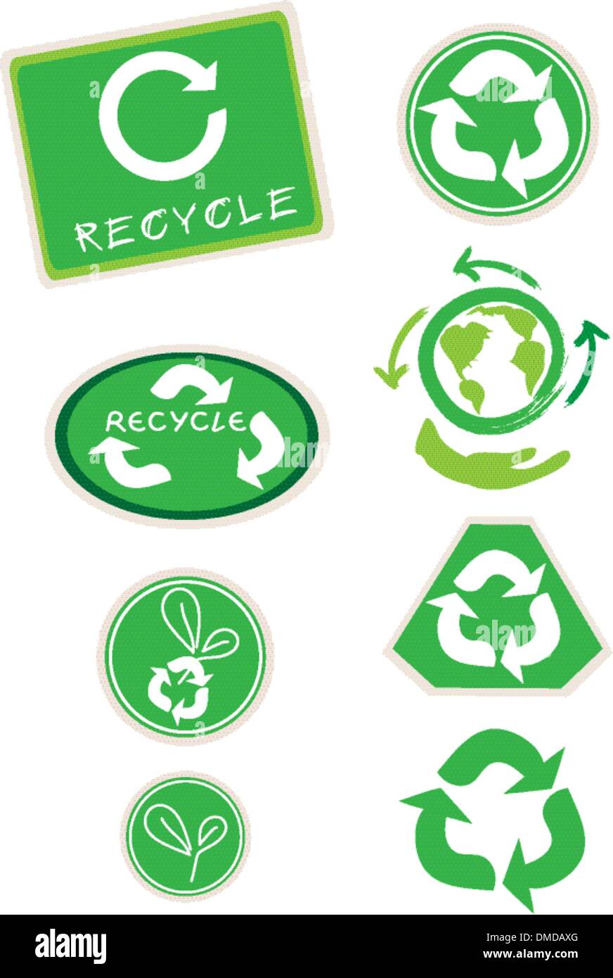 Set di simbolo di riciclaggio per salvare il mondo Illustrazione Vettoriale