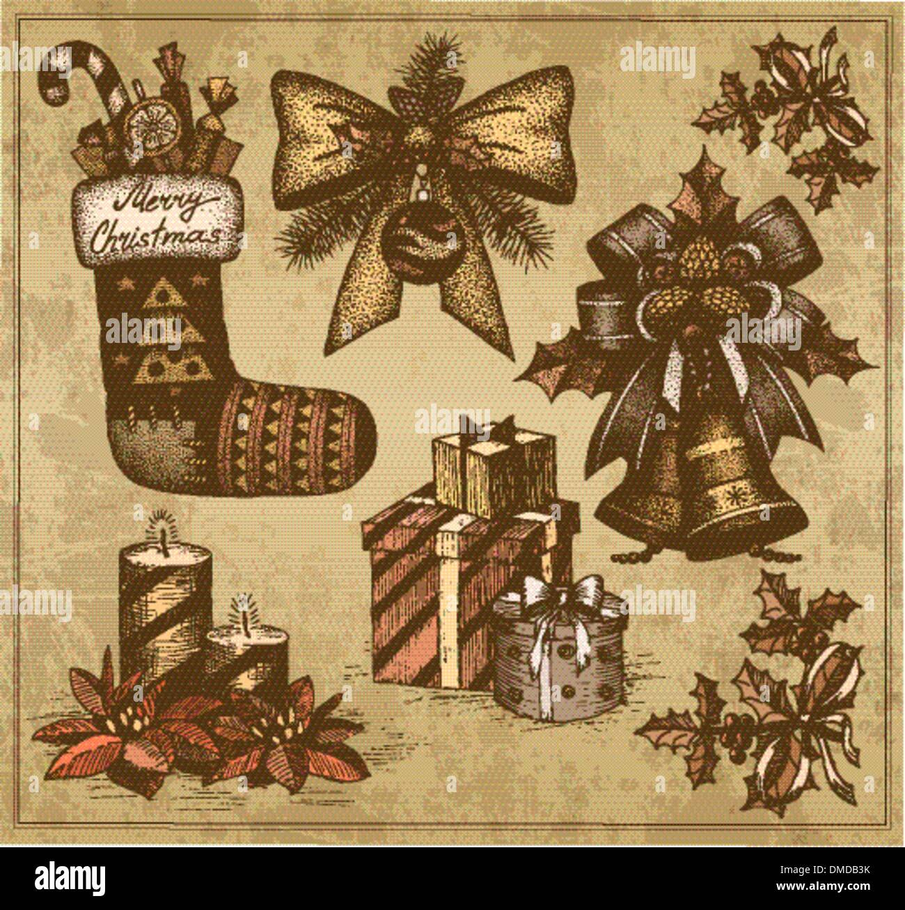 Disegni di Natale a mano Illustrazione Vettoriale