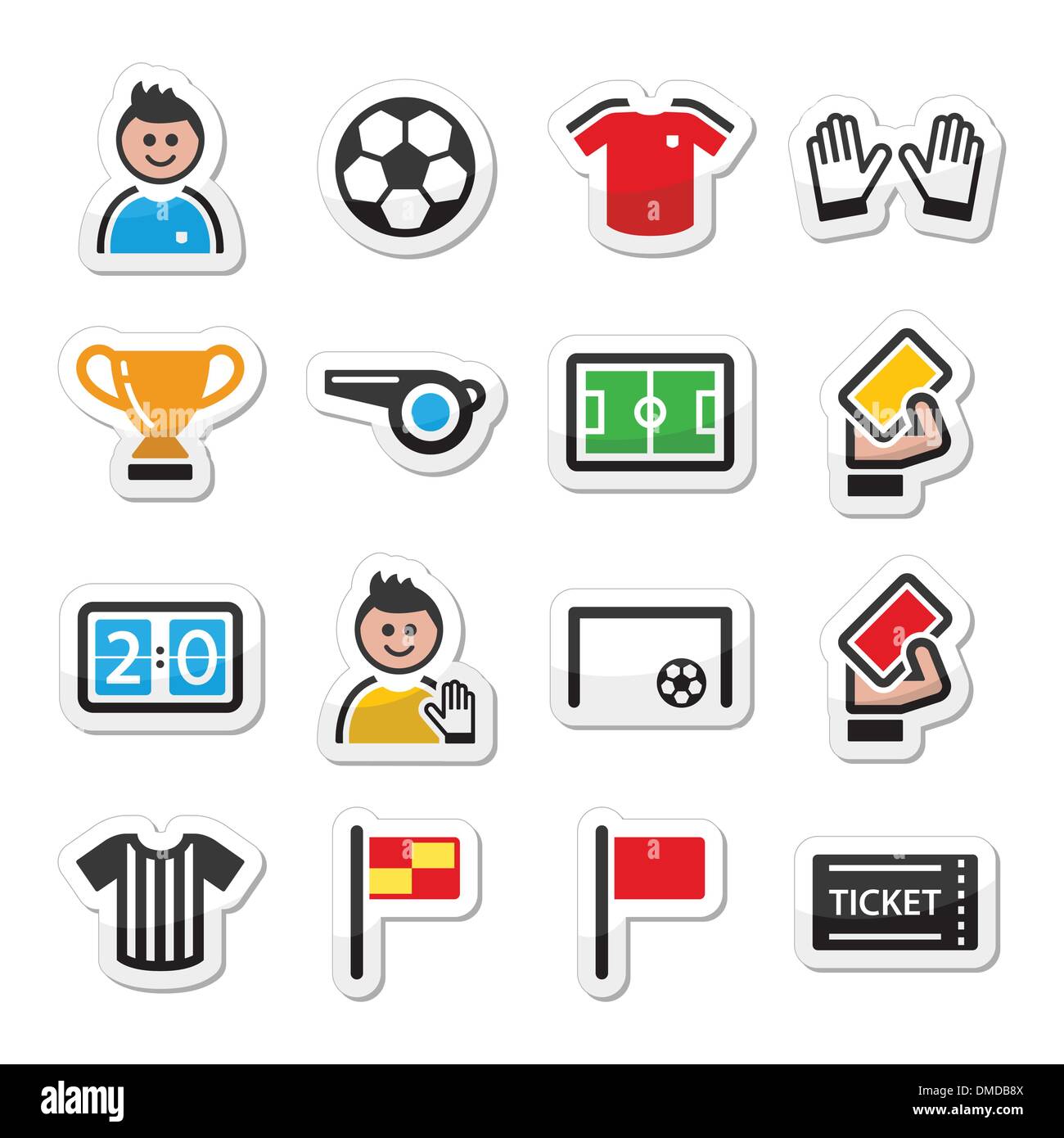 Calcio vettore set di icone Illustrazione Vettoriale