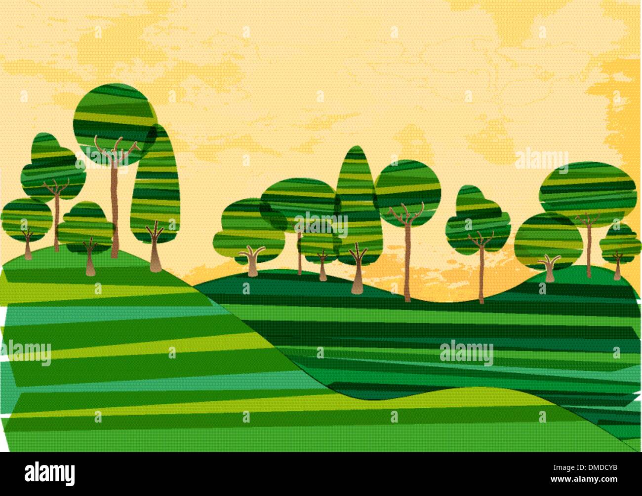 A bande di colore verde prato ad albero Illustrazione Vettoriale