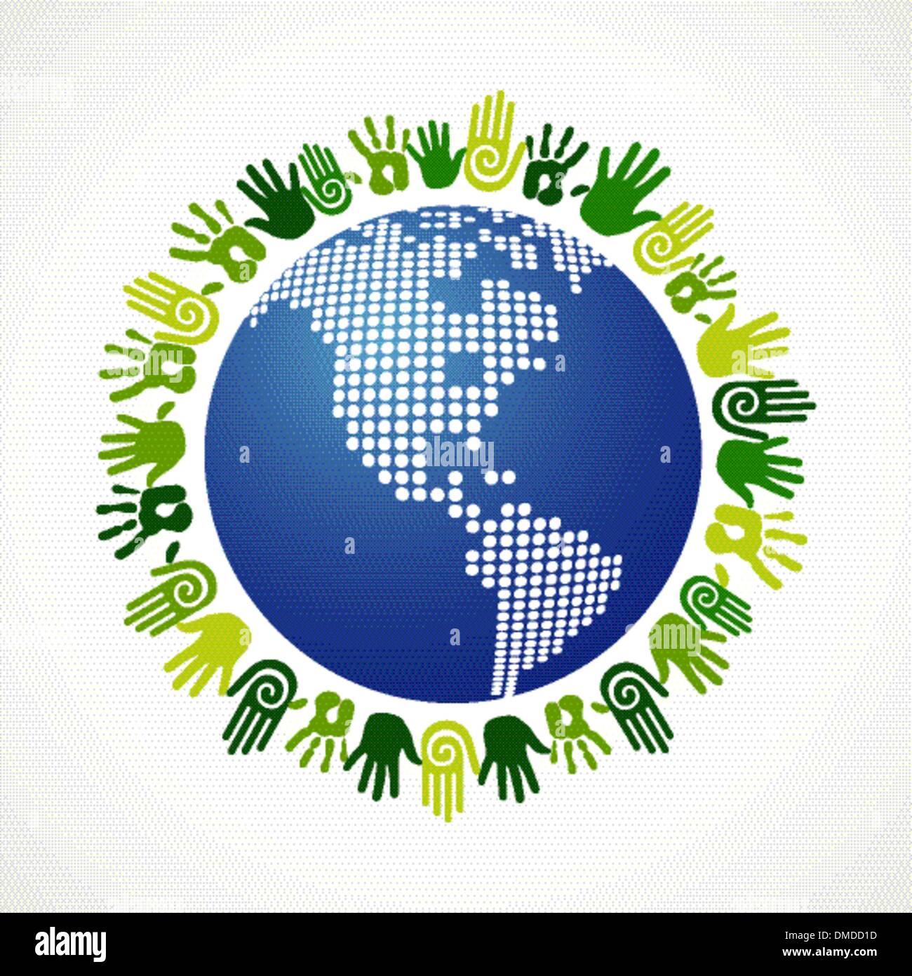 Go Green diversità mano umana American mappa Illustrazione Vettoriale