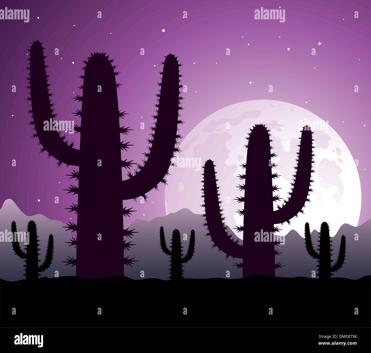 Vector cactus nel deserto Illustrazione Vettoriale