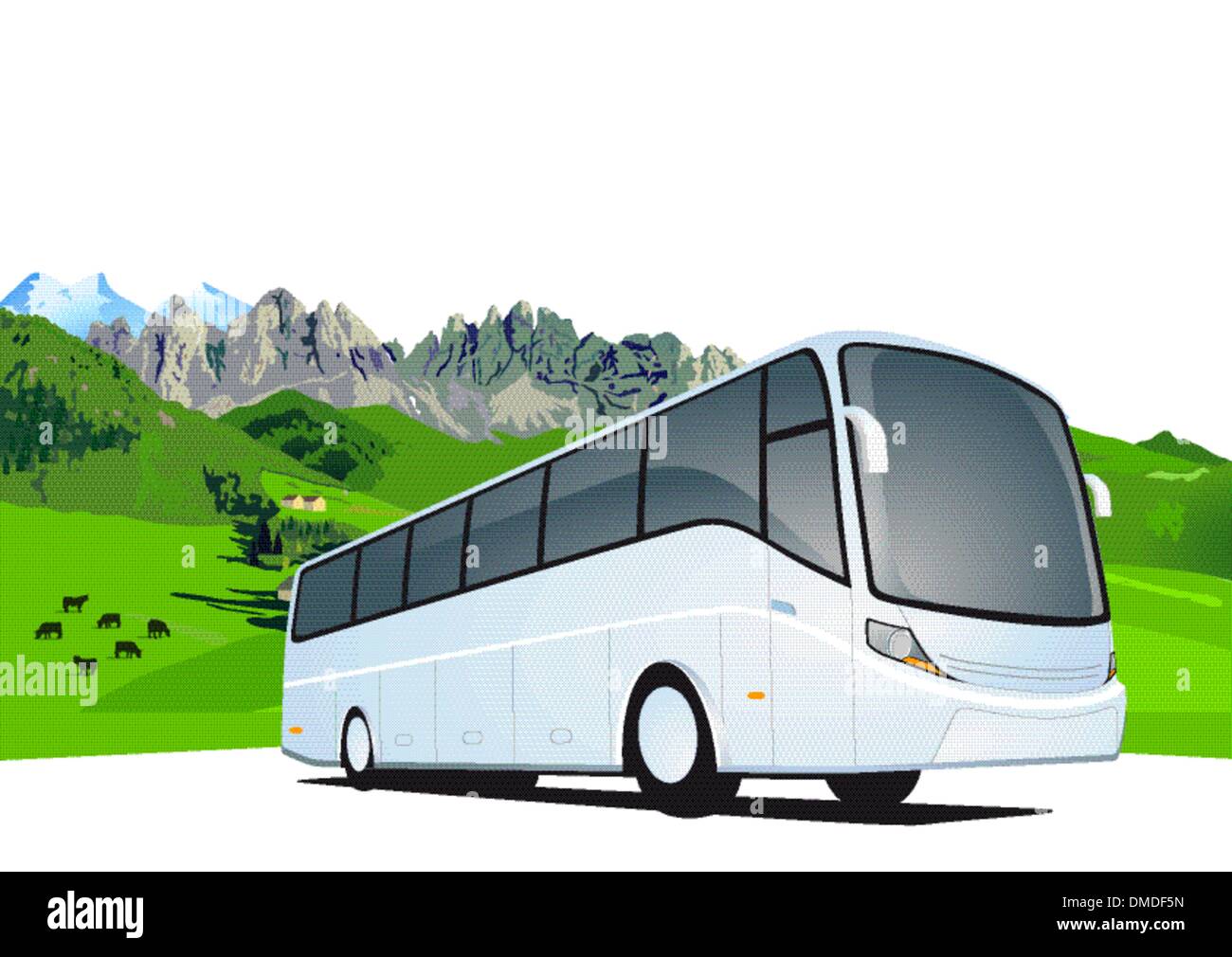 Viaggi in autobus in montagna Illustrazione Vettoriale