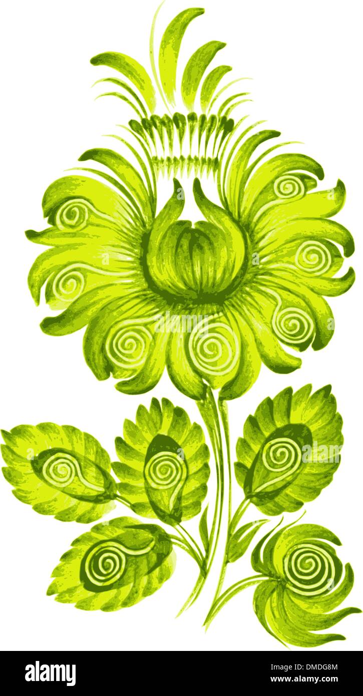 Flower Green Ucraina stile etnico vettore Illustrazione Vettoriale