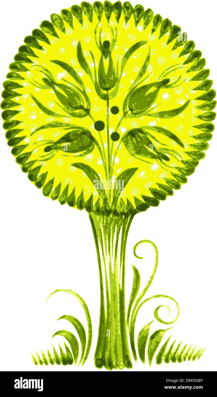 Flower Green Tree Ucraina stile etnico vettore Illustrazione Vettoriale