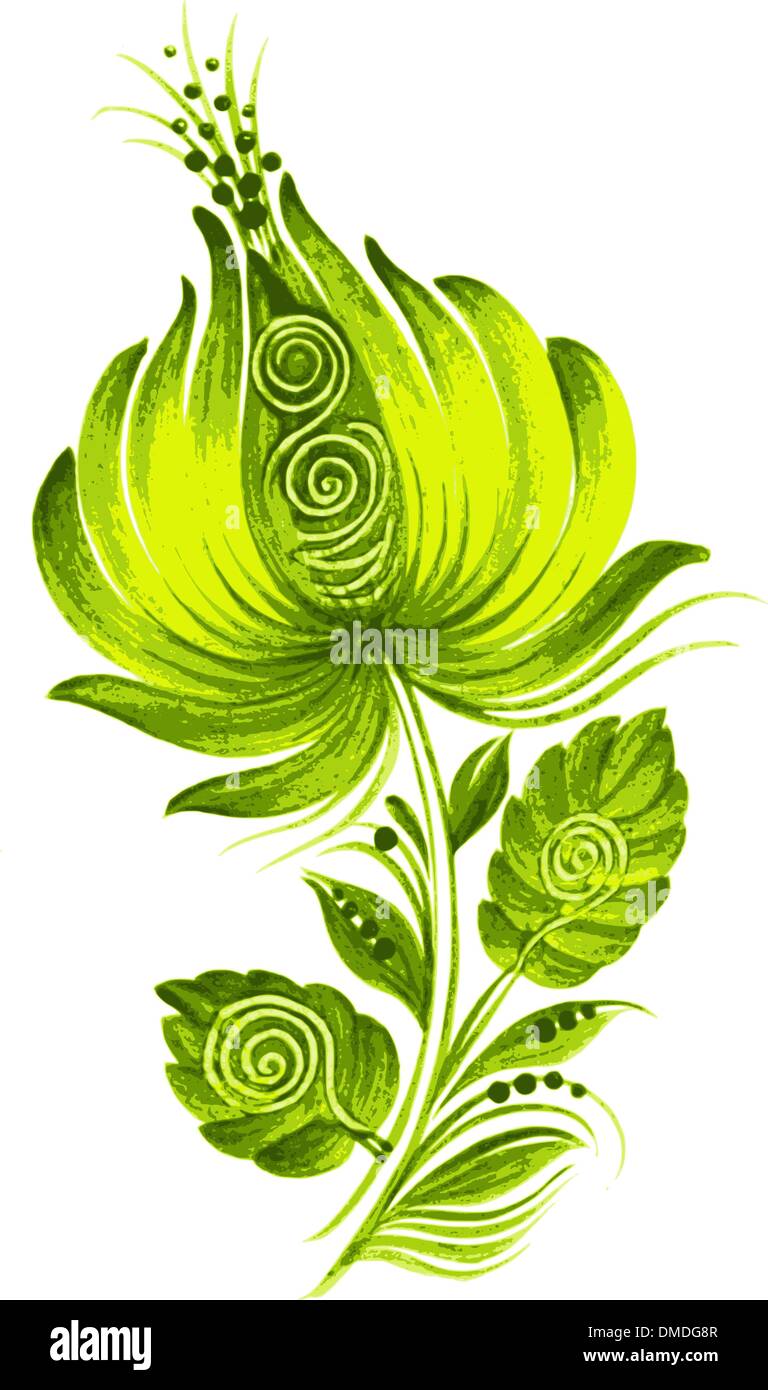 Flower Green Ucraina stile etnico vettore Illustrazione Vettoriale