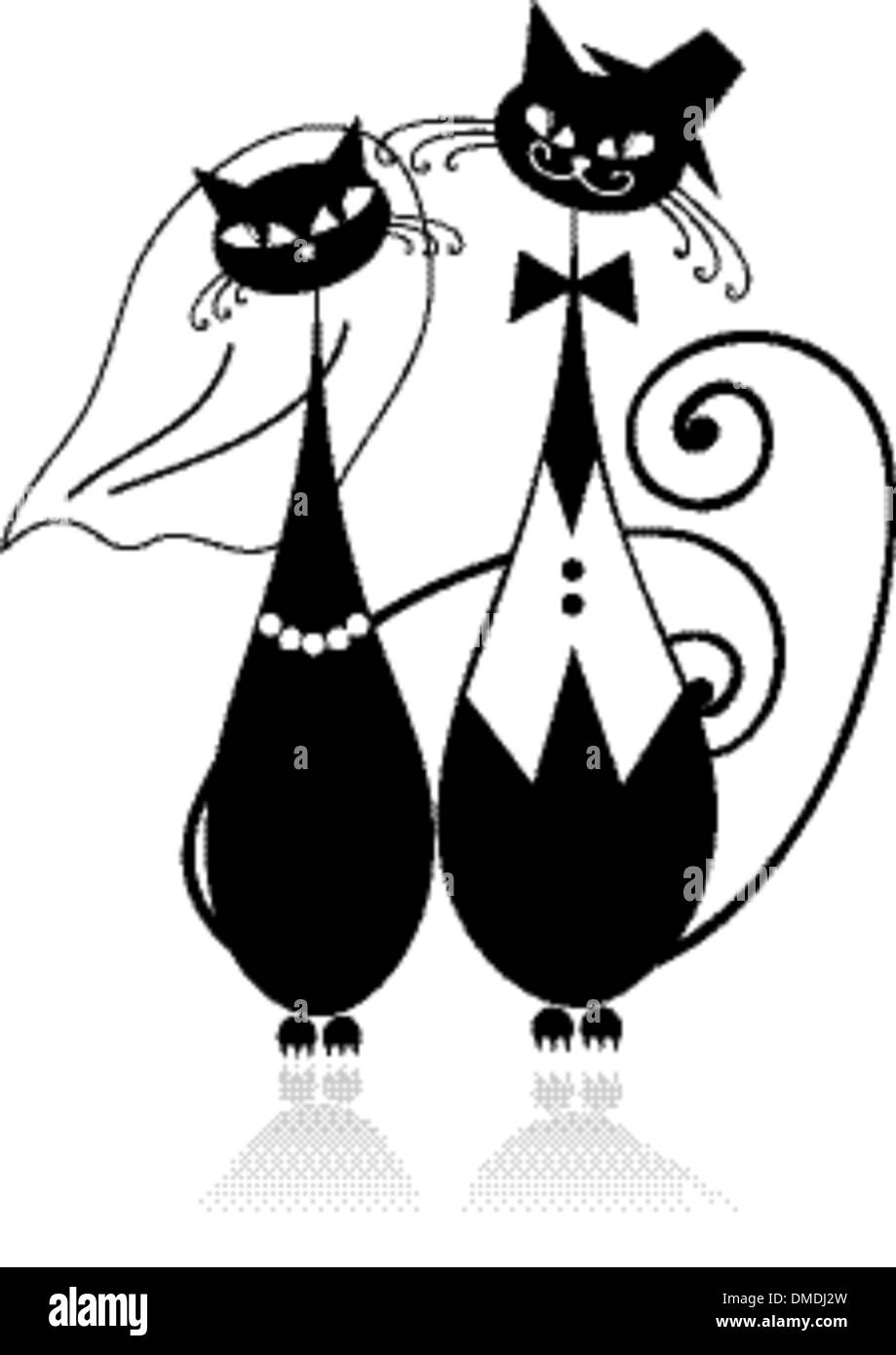 Lo sposo e la sposa, del gatto di nozze per il vostro design Illustrazione Vettoriale