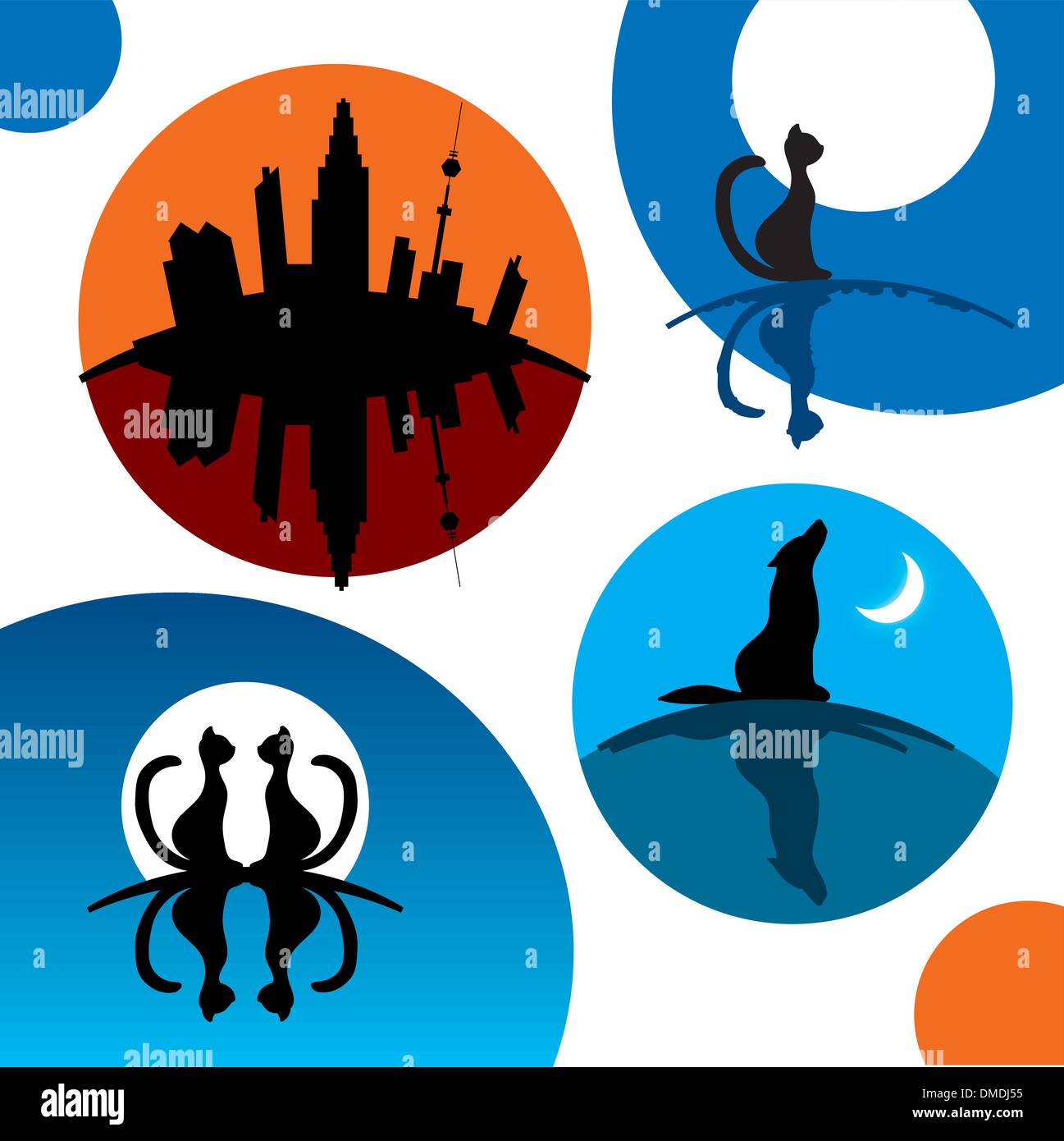 Gli oggetti si riflette al chiaro di luna Illustrazione Vettoriale