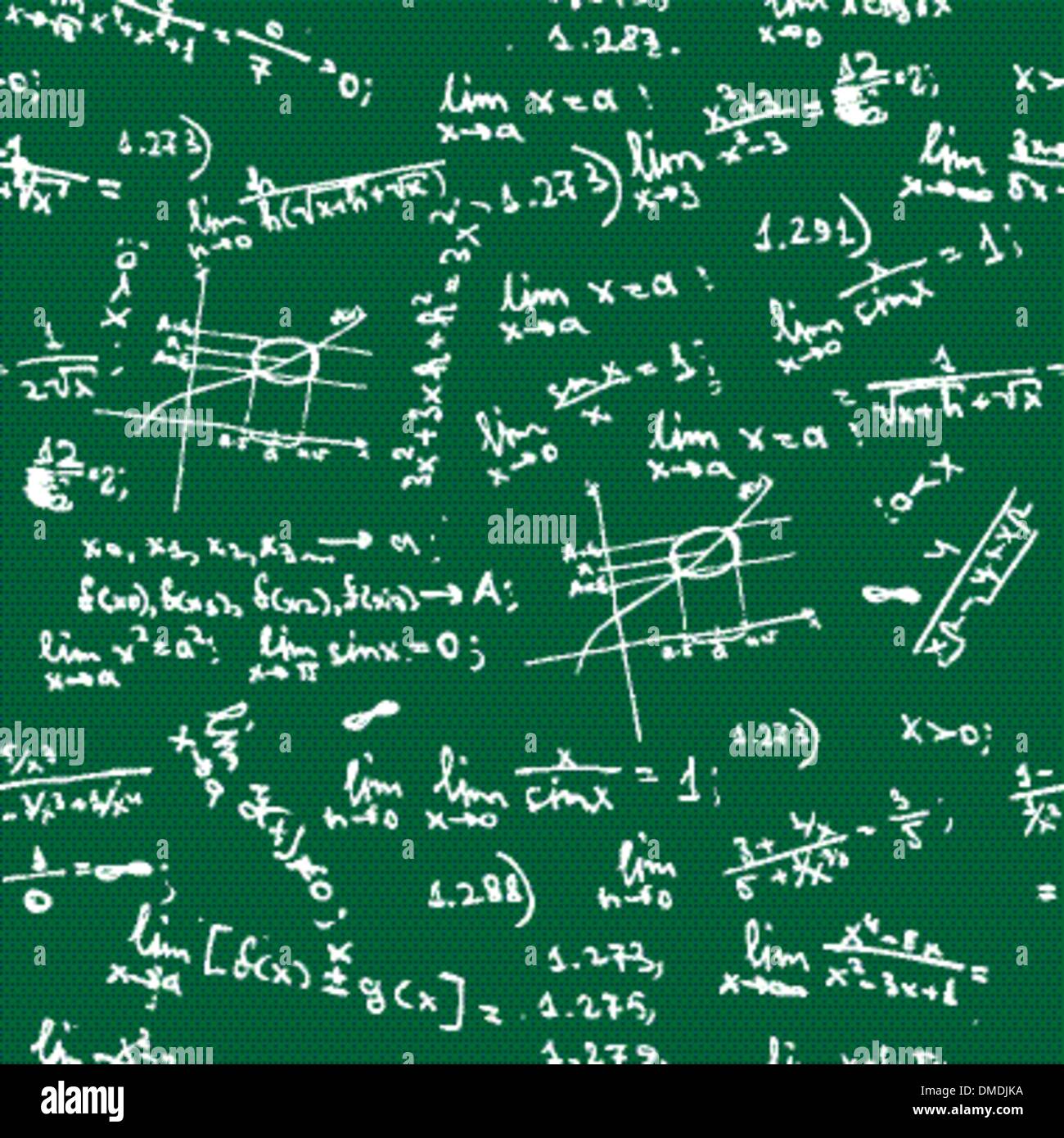 Sfondo senza soluzione di continuità con le formule matematiche sulla lavagna Illustrazione Vettoriale