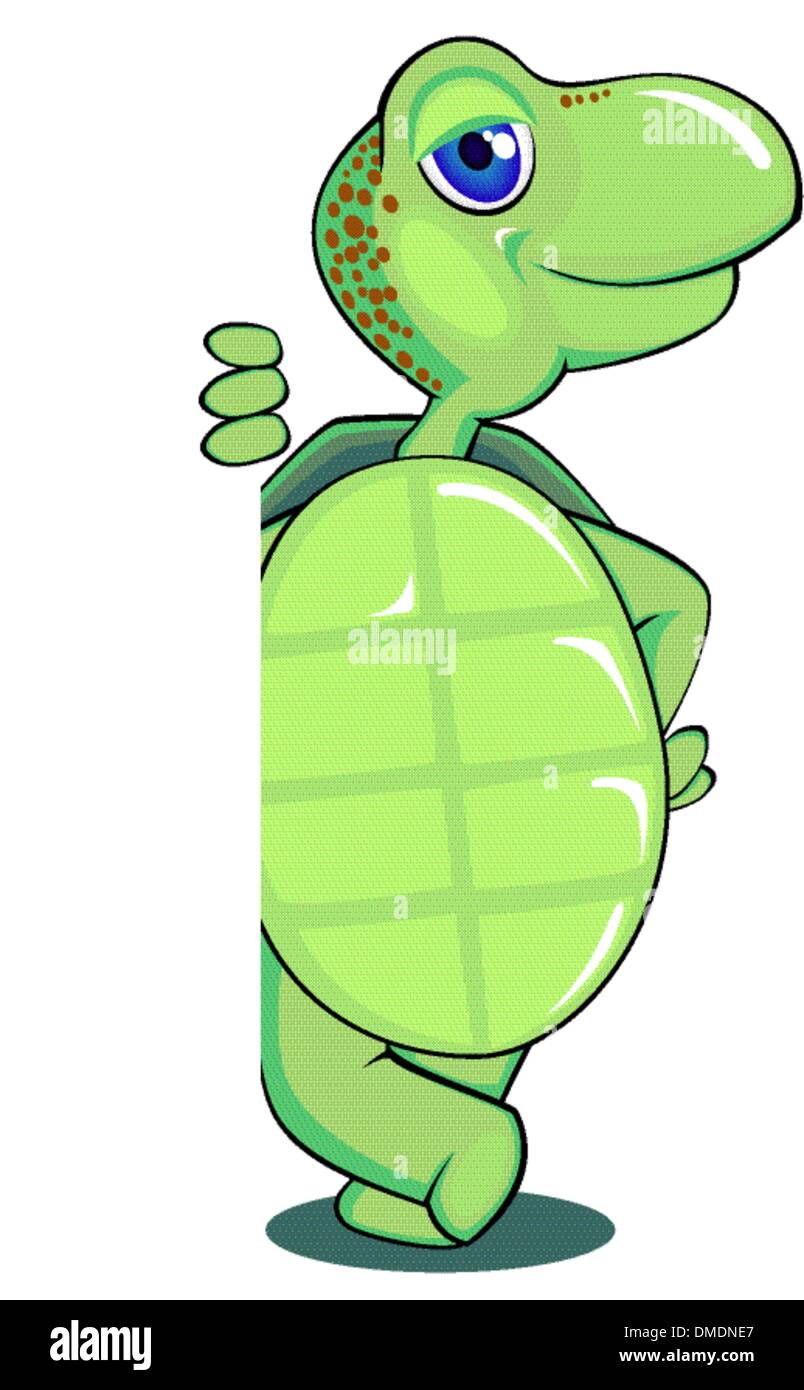 Funny tartaruga verde e bianco bianco Illustrazione Vettoriale