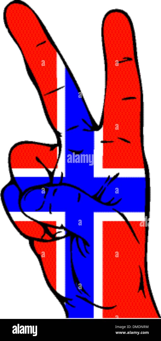 Segno di pace della bandiera norvegese Illustrazione Vettoriale
