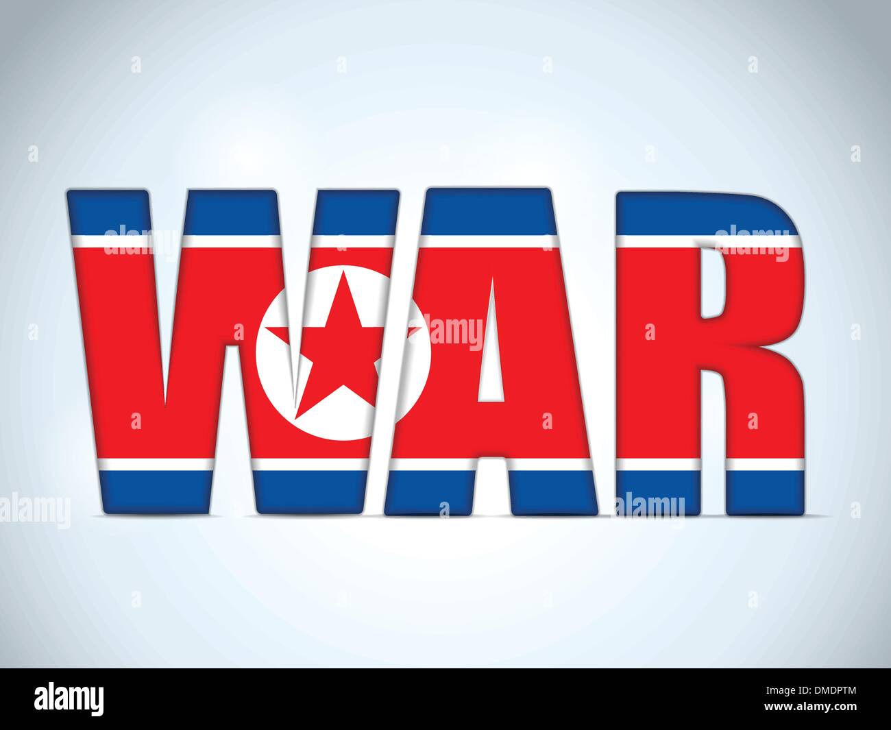 La Corea del Nord Bandiera di Guerra lettere sullo sfondo Illustrazione Vettoriale