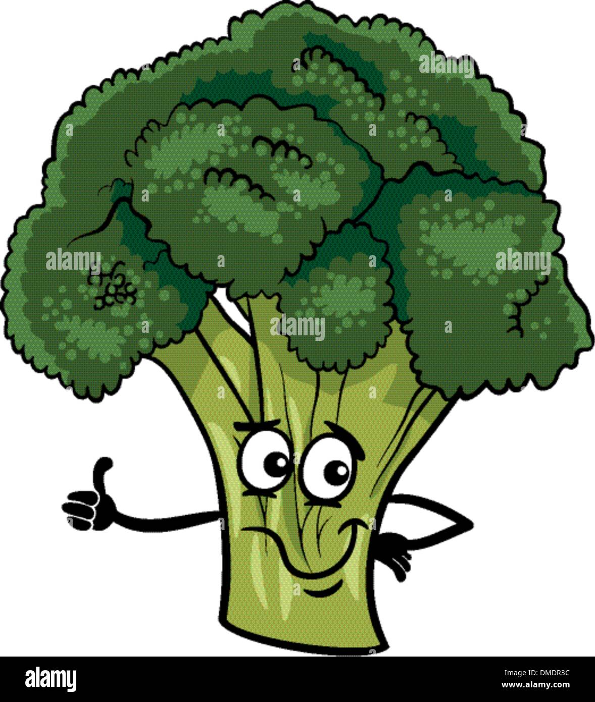 Funny broccoli vegetale illustrazione cartoon Illustrazione Vettoriale