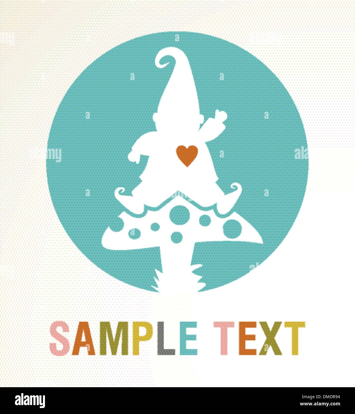 Elf natale silhouette su un fungo biglietto di auguri Illustrazione Vettoriale