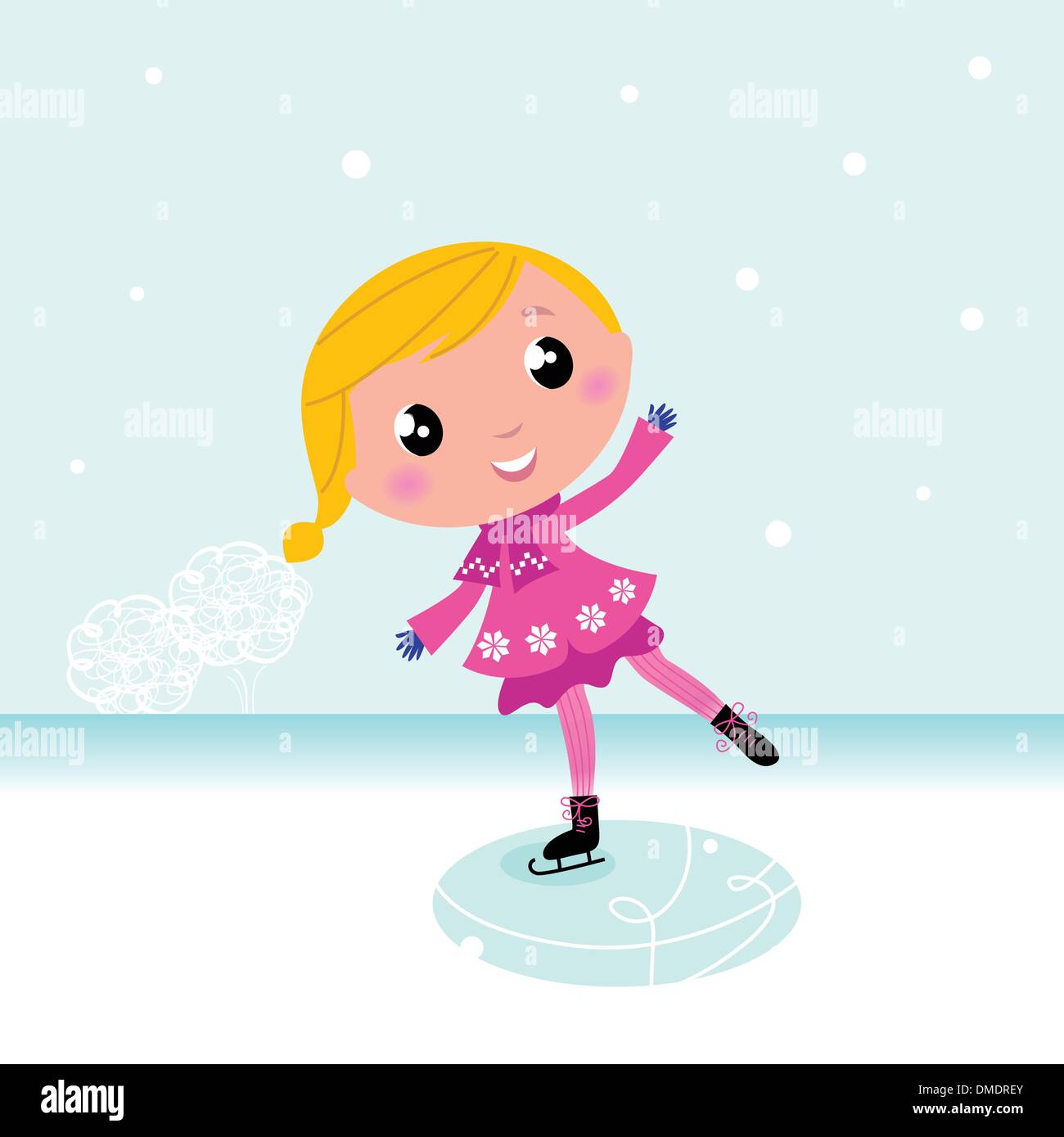 Inverno: Cute bambino sul ghiaccio lakeÂ congelati Illustrazione Vettoriale