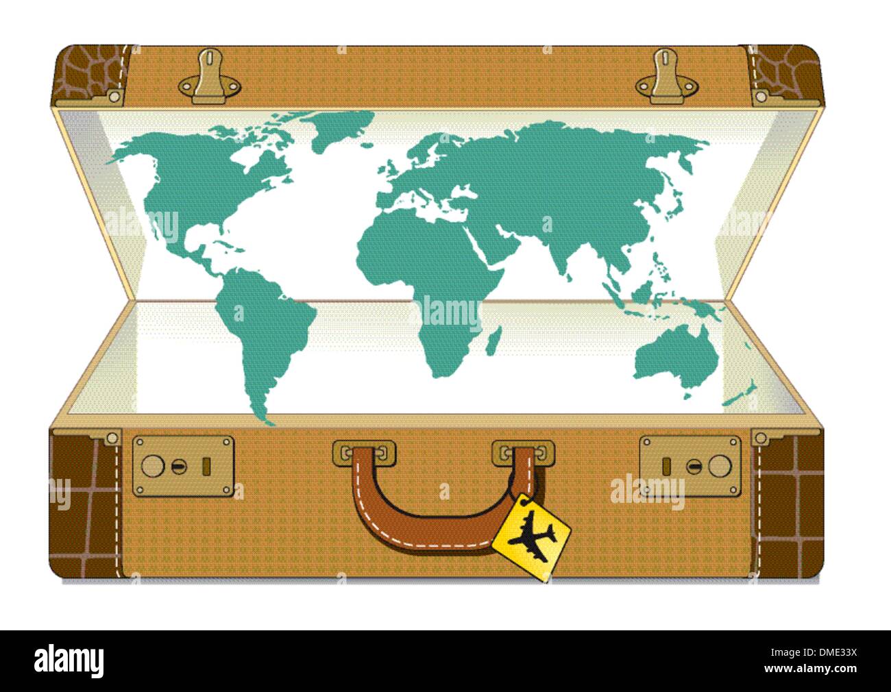 Mondo in viaggio con la valigia Illustrazione Vettoriale