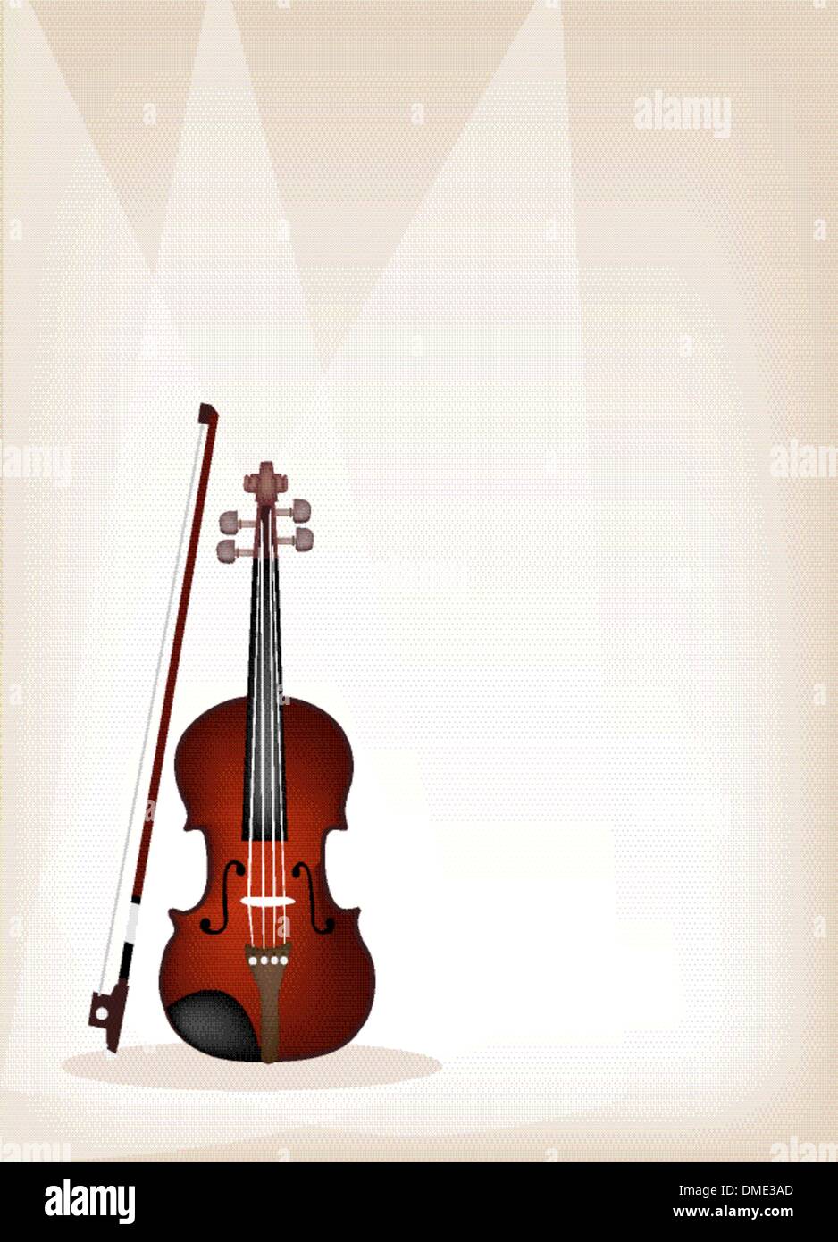 Un bellissimo violino sulla fase marrone sfondo Illustrazione Vettoriale