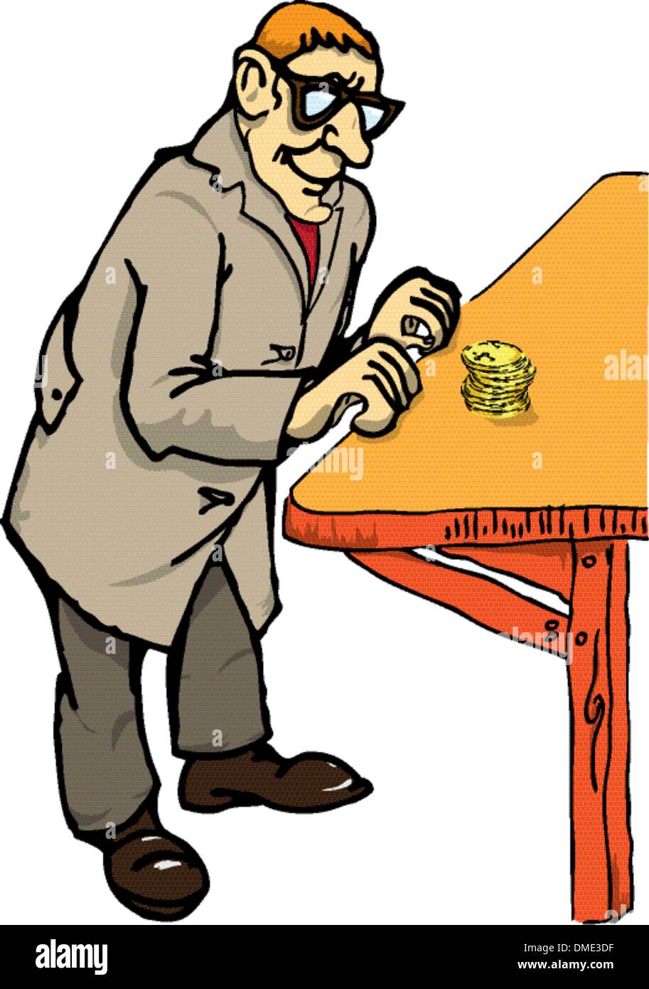 Titolare di pensione o di rendita con monete Illustrazione Vettoriale