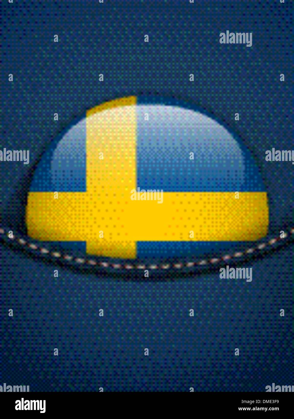 Bandiera della Svezia pulsante nella tasca dei jeans Illustrazione Vettoriale