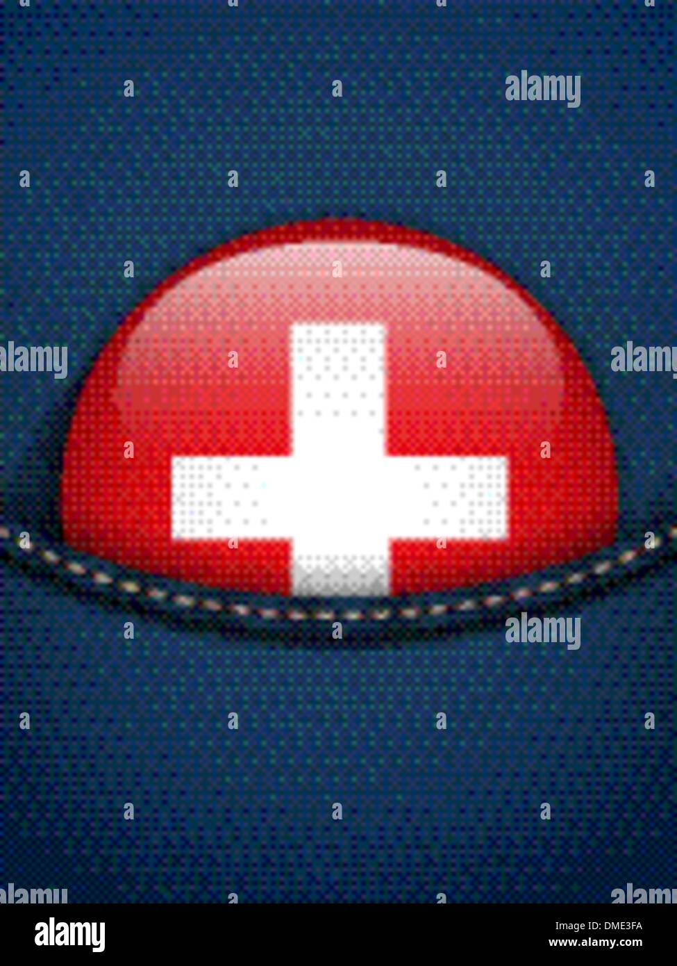 Bandiera della Svizzera pulsante nella tasca dei jeans Illustrazione Vettoriale