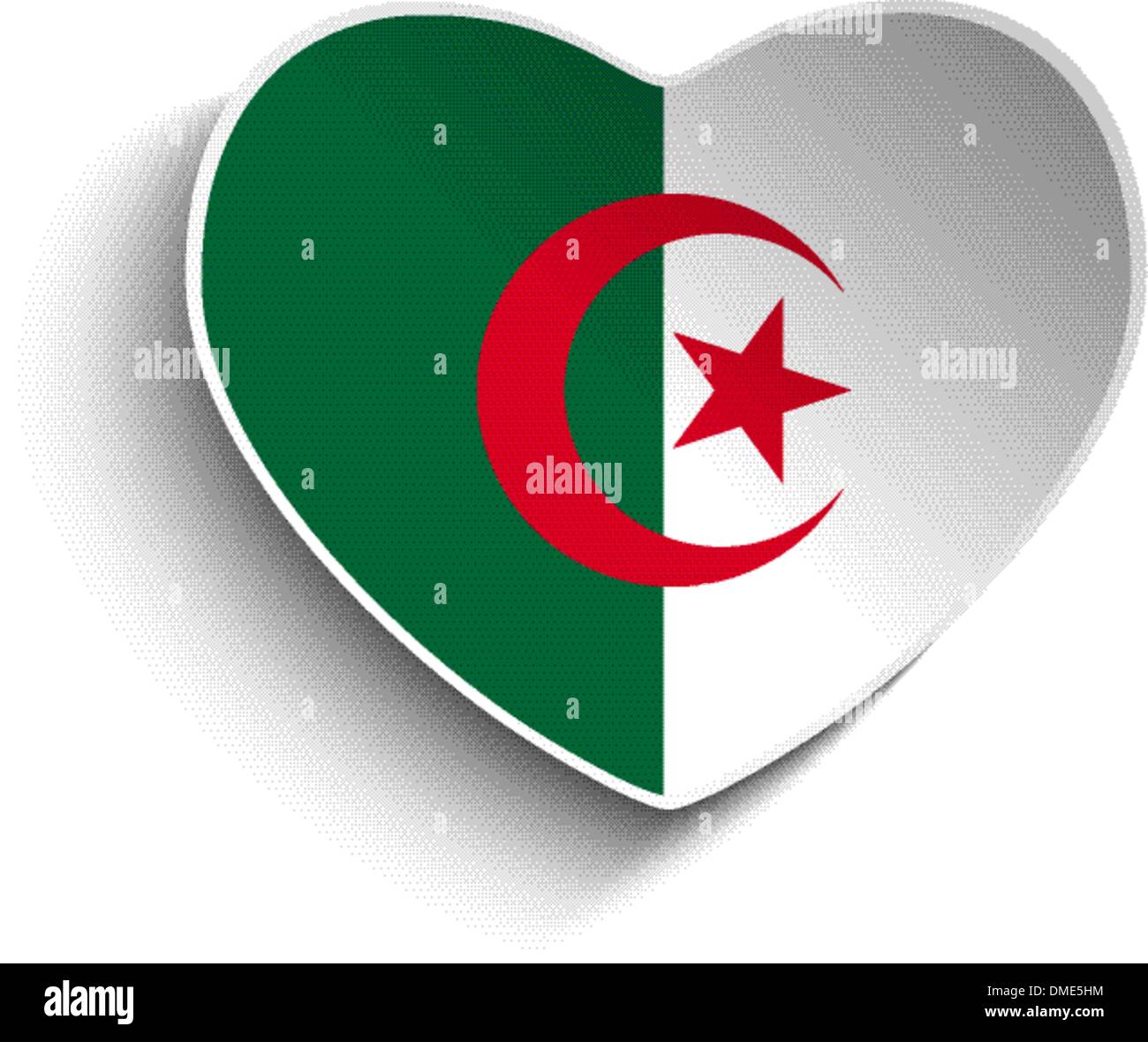 Algeria bandiera cuore adesivo di carta Illustrazione Vettoriale