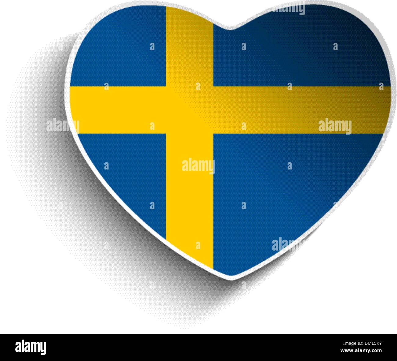 Bandiera della Svezia cuore adesivo di carta Illustrazione Vettoriale
