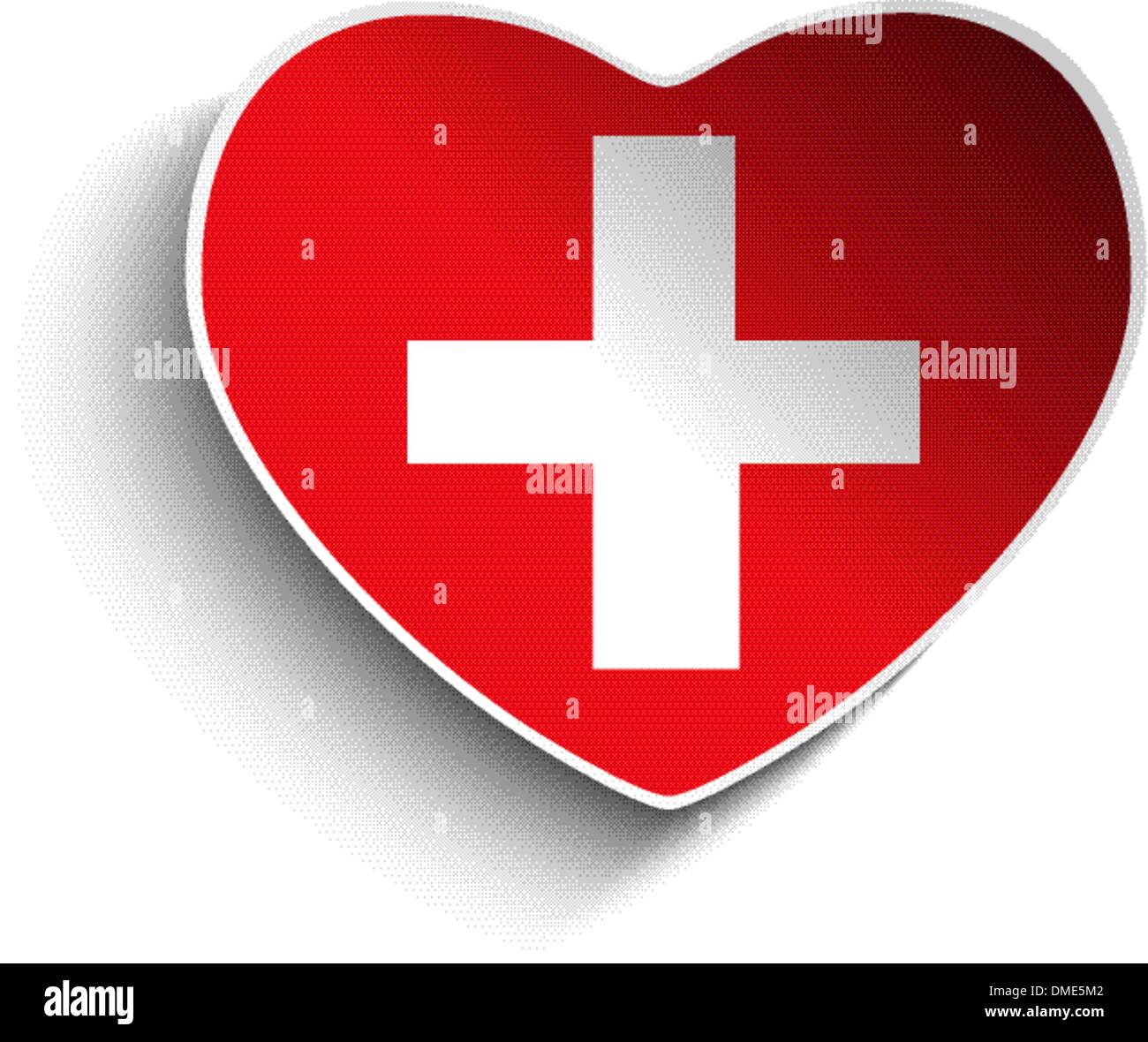 Bandiera della Svizzera cuore adesivo di carta Illustrazione Vettoriale