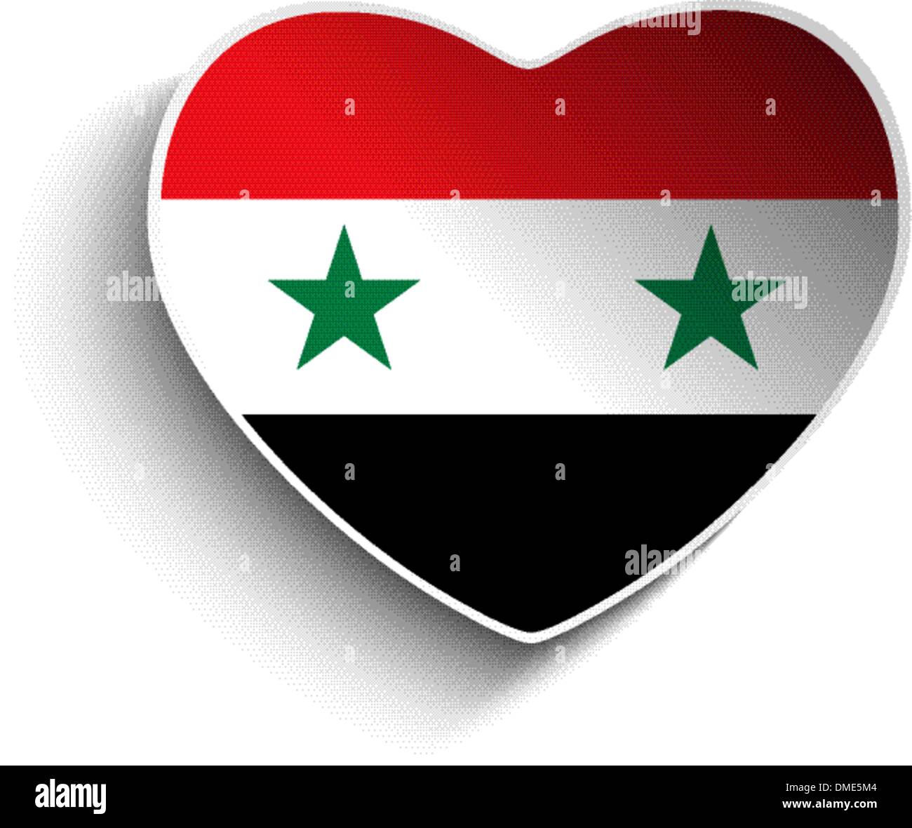 La siria bandiera cuore adesivo di carta Illustrazione Vettoriale