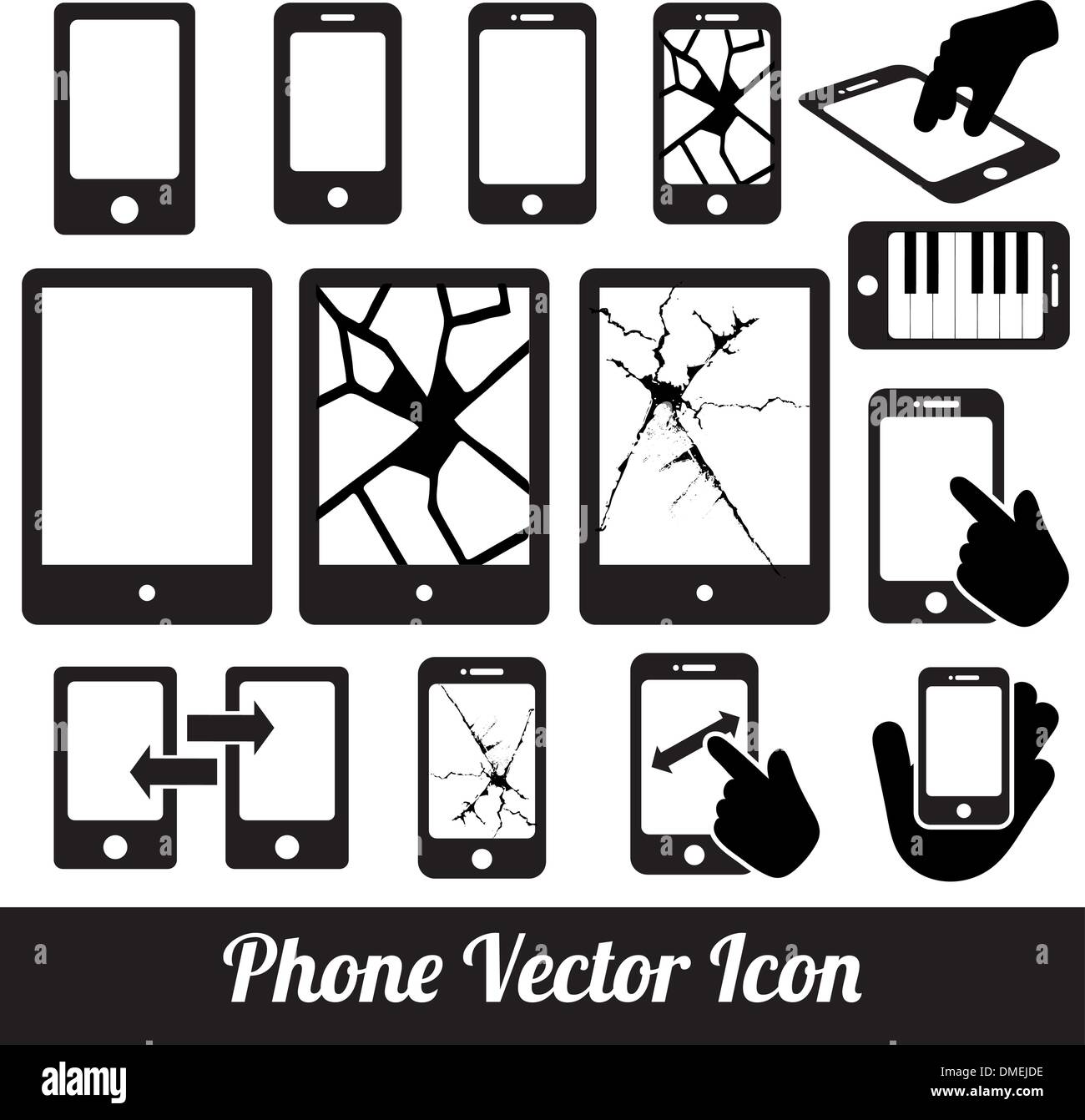 Toccare Telefono vettore icone di comunicazione Illustrazione Vettoriale