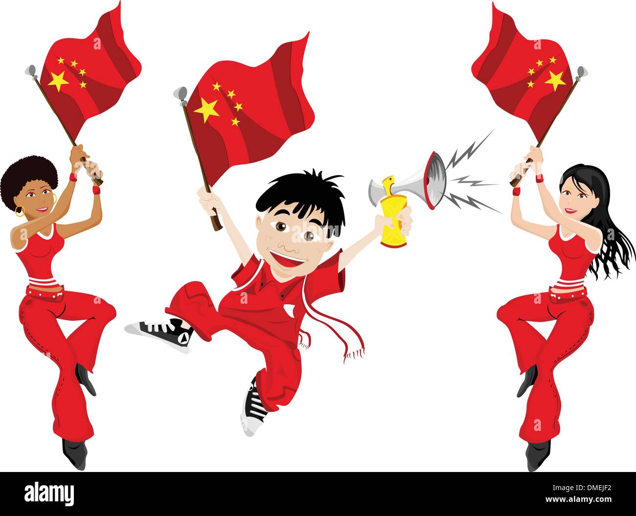 China Sport ventola con bandiera e avvisatore acustico Illustrazione Vettoriale